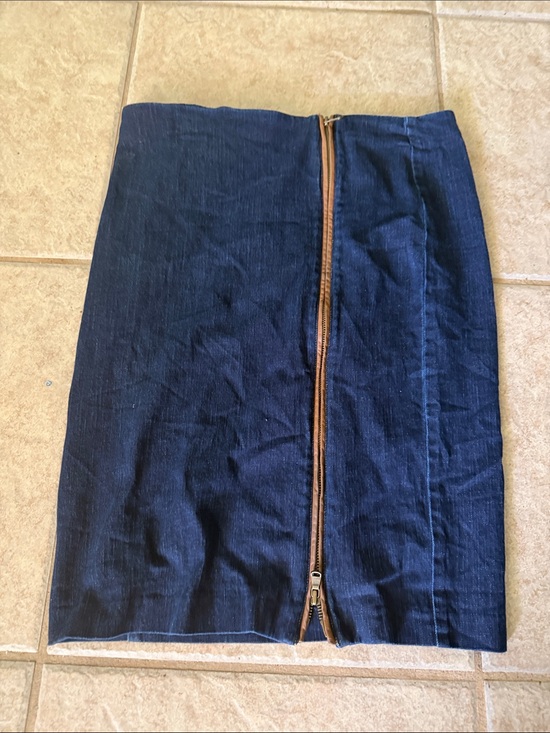 Ralph Lauren Dresses & Skirts - Ralph Lauren Dark Navy Denim Pencil Skirt with Front Contrast Zip